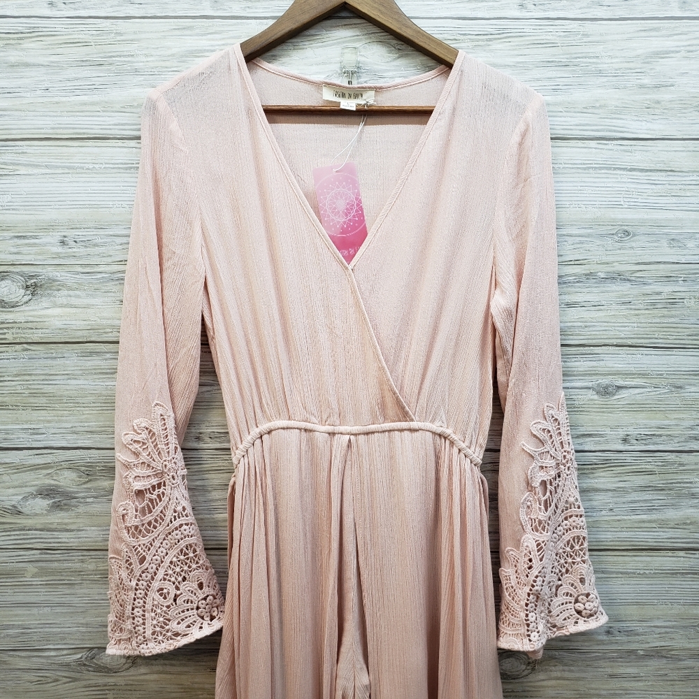 Fashion on Earth Peach Long Sleeve Romper NWT